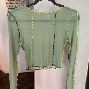Trendy Long Sleeve Mesh Top
